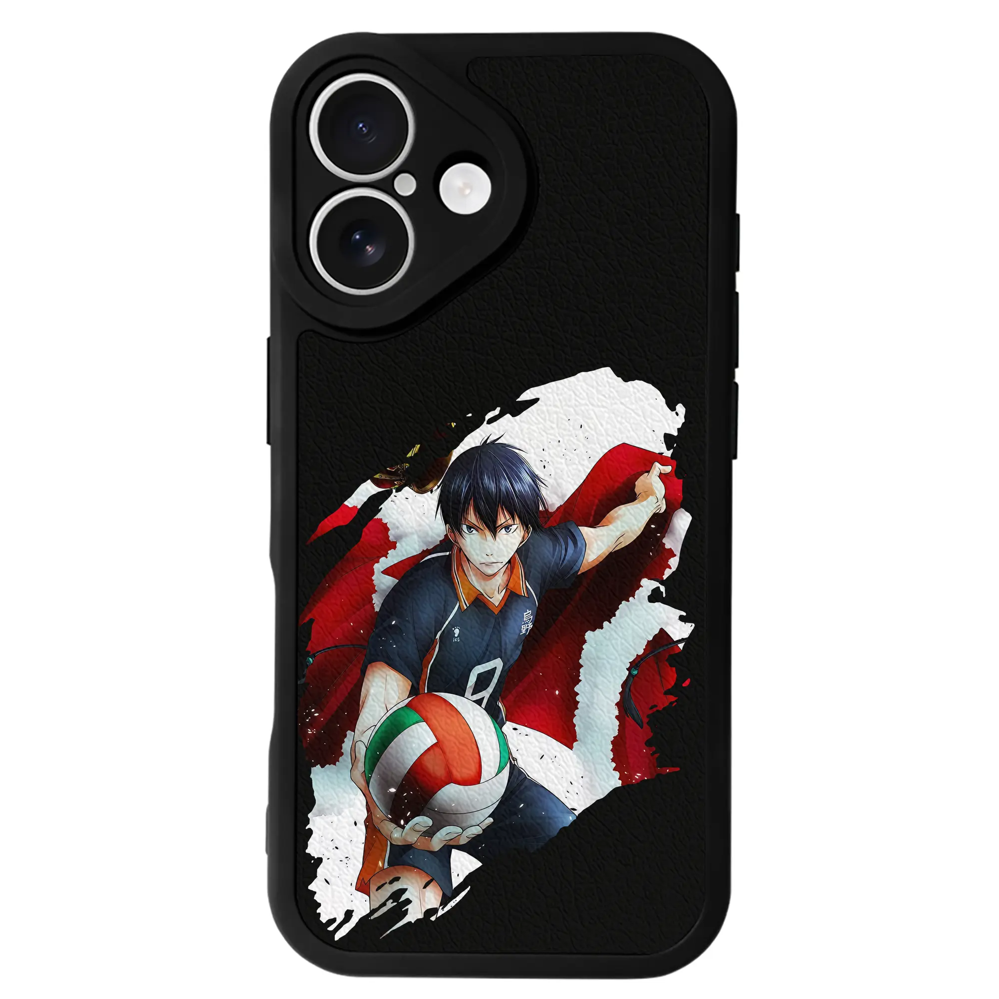 ハイキュー!! グッズ,影山飛雄 - IPhone 16シリーズ対応 ・ シリコンスマホケース ・ レザー調 ・ 高精度フィット ・ 耐衝撃 ・ ワイヤレス充電対応 ・ 精密カット